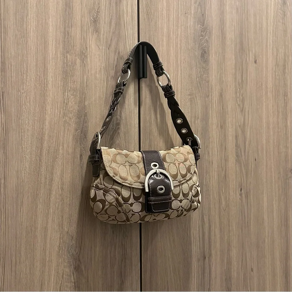 Vintage Y2K Coach Soho Signature Sufflette Tan Brown Shoulder Bag - Picture 2 of 7